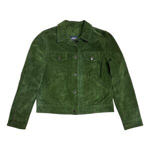 BUM EQUIPMENT Genuine Leather Cropped Bomber Vintage Y2K Jacket Womens Medium